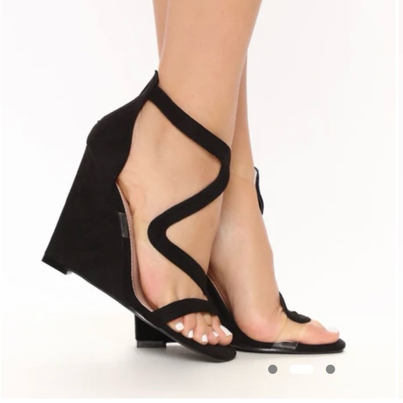 Fashion Nova Elegant Black Heels with Clear Straps - Picture 2 of 4